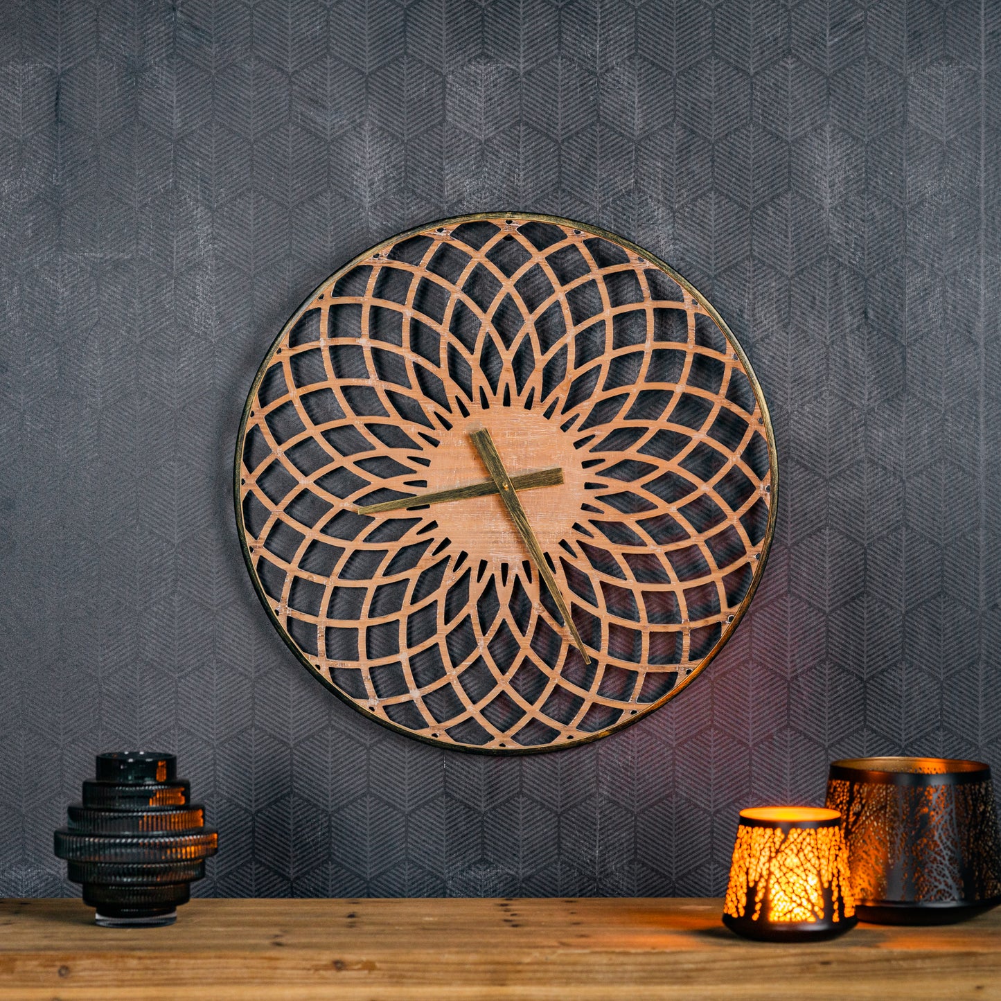 Geometric Wood Wall Clock