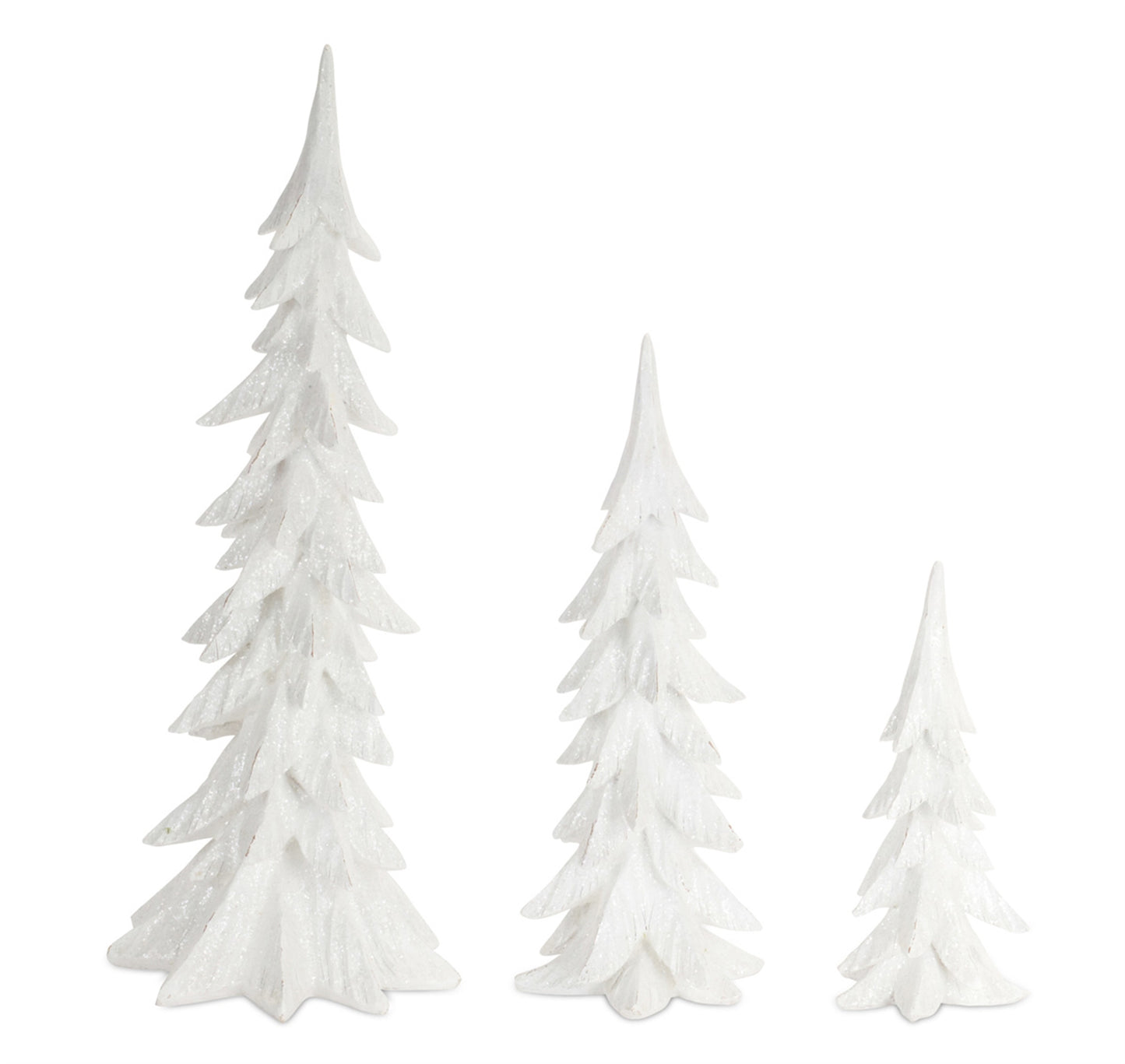 White Shimmer Tabletop Holiday Tree Set of 3