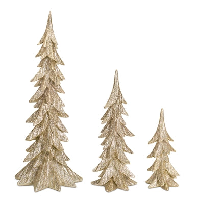 Gold Shimmer Tabletop Holiday Tree Set of 3