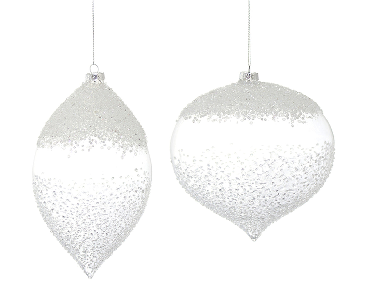 White Beaded Glass Ornament Set Of 4