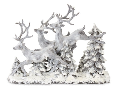 Snowy Deer and Trees Tabletop Display 16in Large