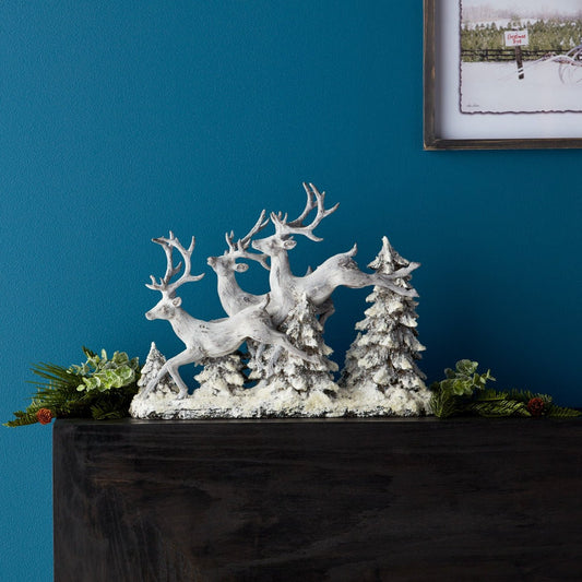 Snowy Deer and Trees Tabletop Display 16in Large