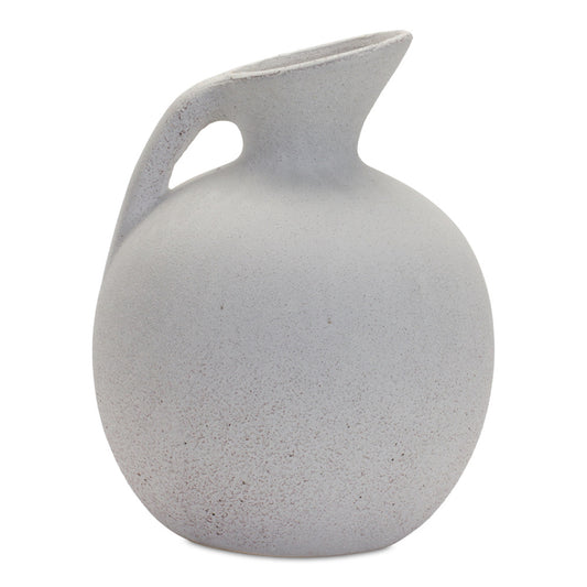 White Clay Pitcher Vase 9.5"H