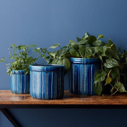 Blue Planter Set Of 3