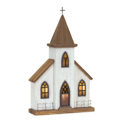 Lighted Wooden Church Display