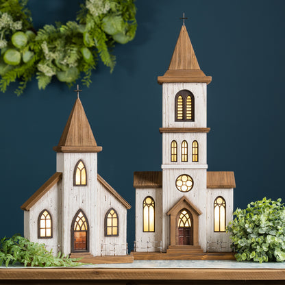 Lighted Wooden Church Display