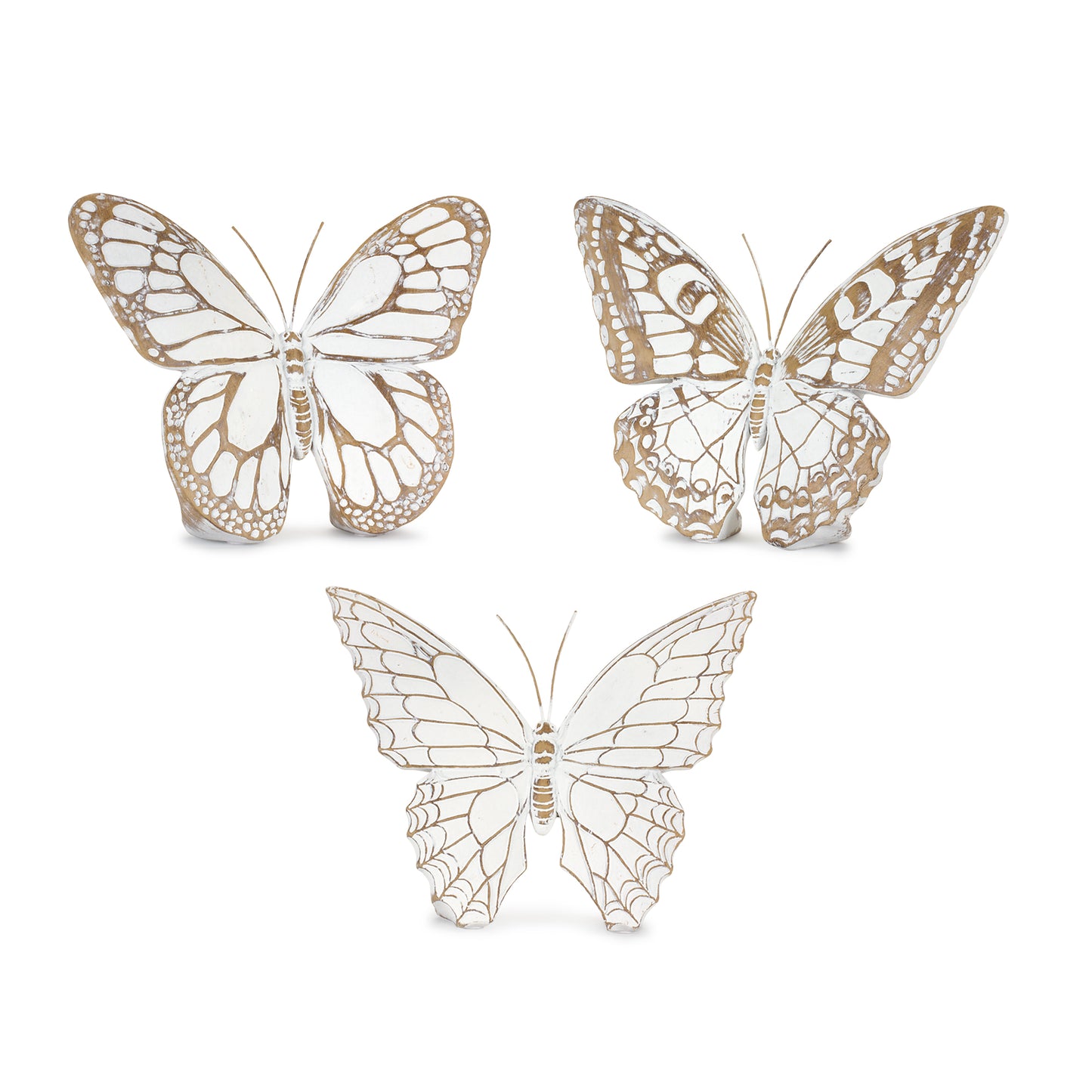 White-Washed Butterfly Figurines