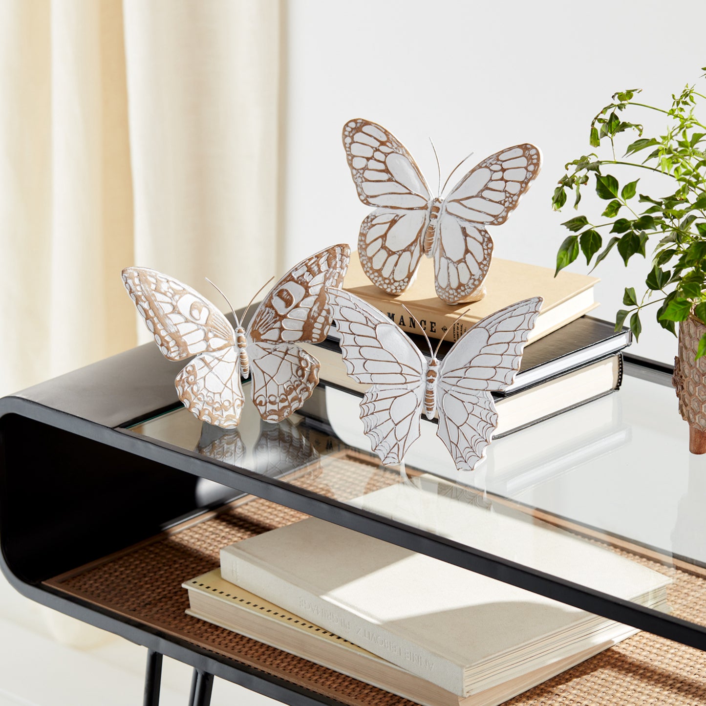 White-Washed Butterfly Figurines