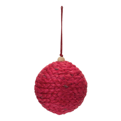 Red Jute Ball Ornament Set Of 4