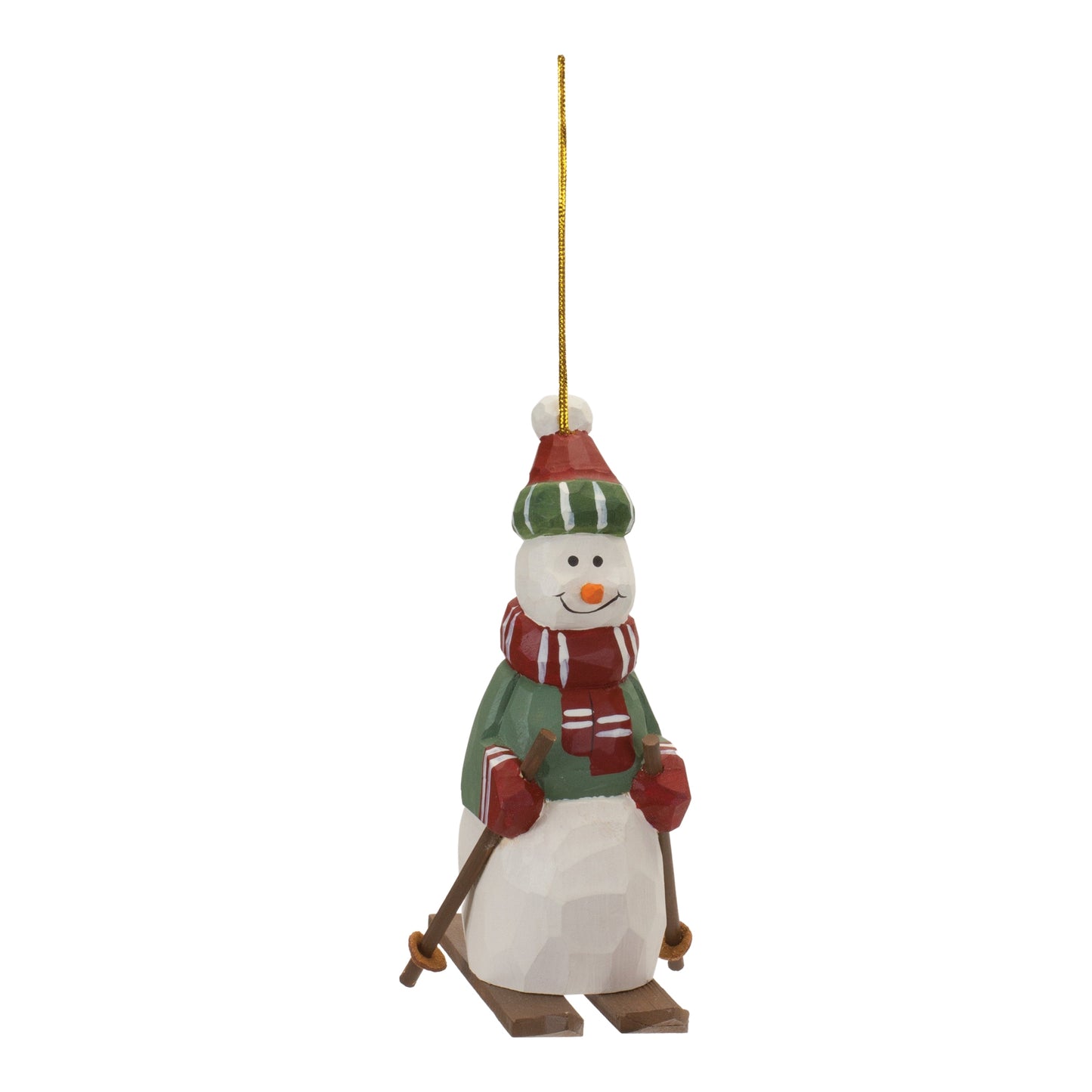 Wooden Snowman On Skis Ornament Set Of 6