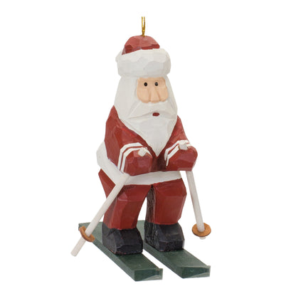 Wooden Santa On Skis Ornament Set Of 6