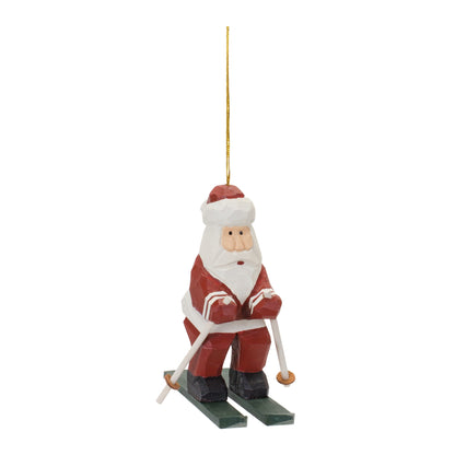 Wooden Santa On Skis Ornament Set Of 6