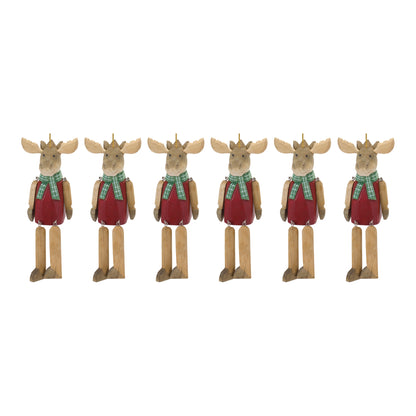 Wooden Moose Ornament Set Of 6