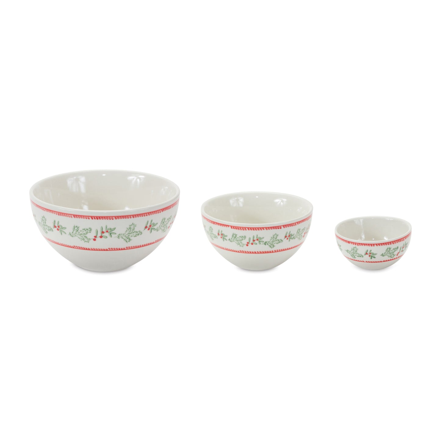 Stoneware Mistletoe Bowl Set of 3