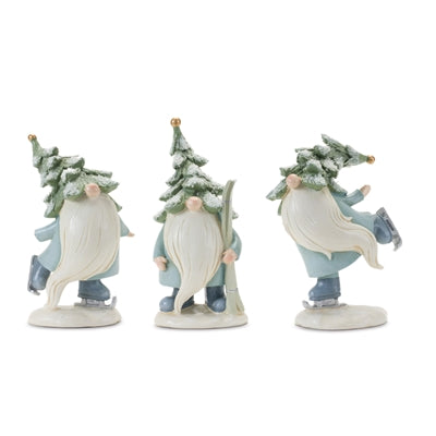 Gnome with Skis and Skates Set of 3, 7.25"H Resin