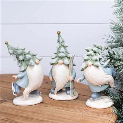 Gnome with Skis and Skates Set of 3, 7.25"H Resin