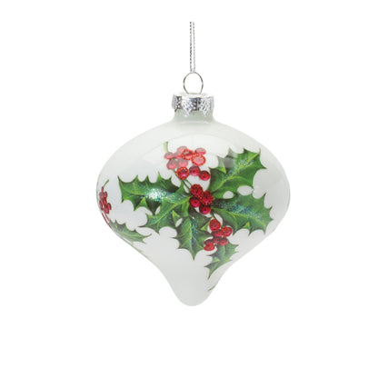 Glass Holly Berry Ornament Set Of 6