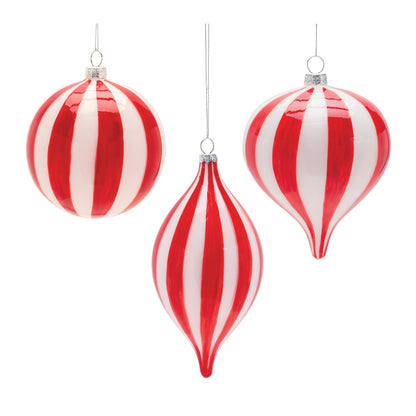 Striped Glass Ornament Set Of 6