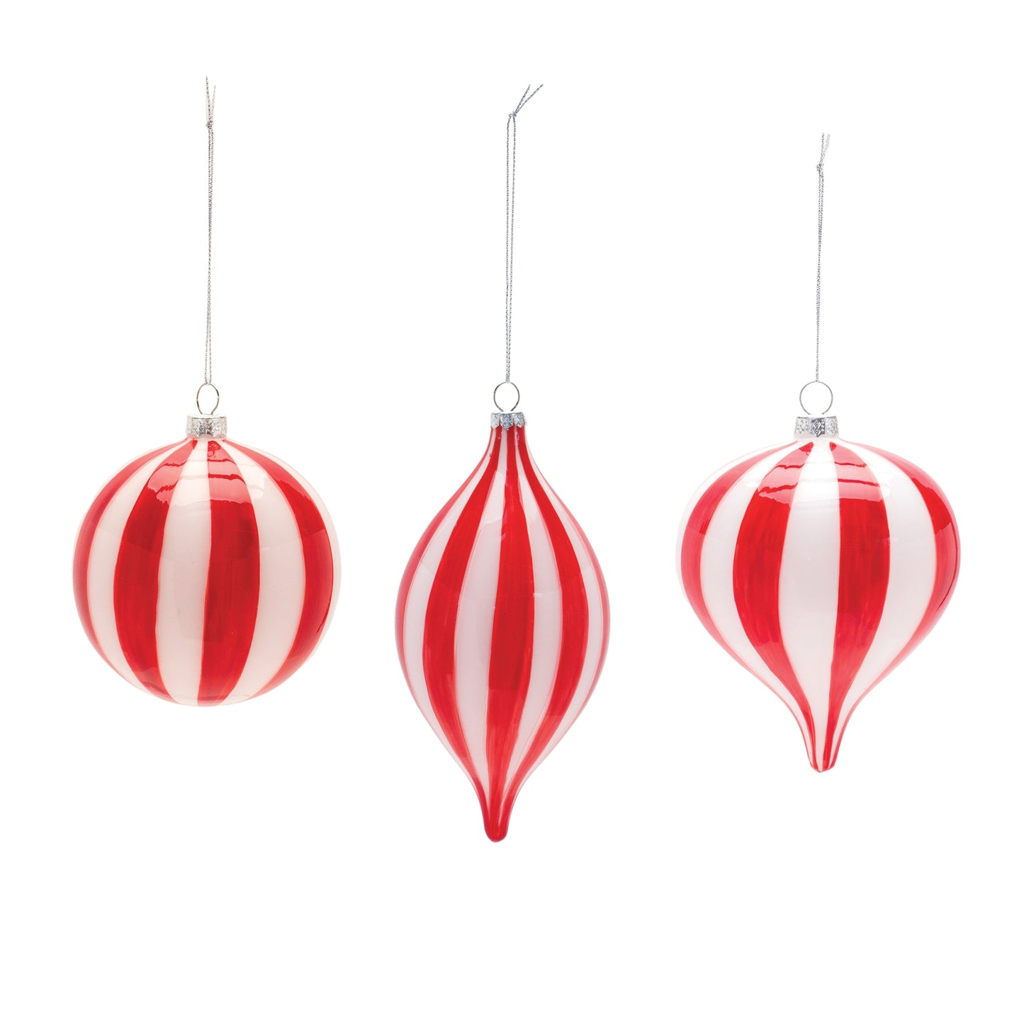 Striped Glass Ornament Set Of 6