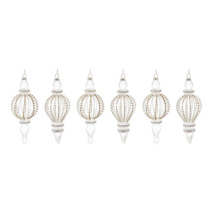 Jeweled Glass Finial Drop Ornament Set Of 6