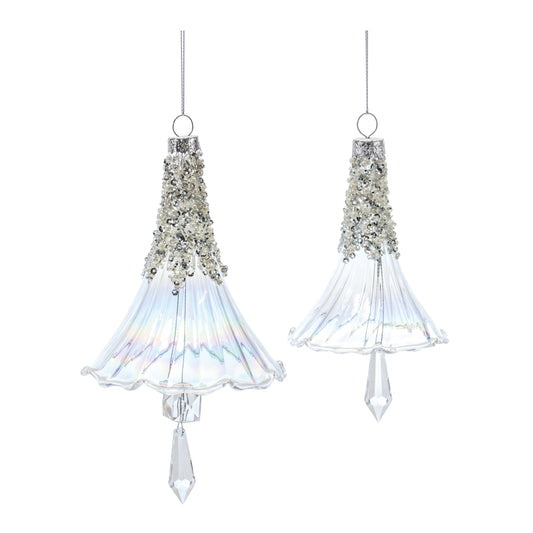 Iridescent Glass Bell Ornament Set of 6