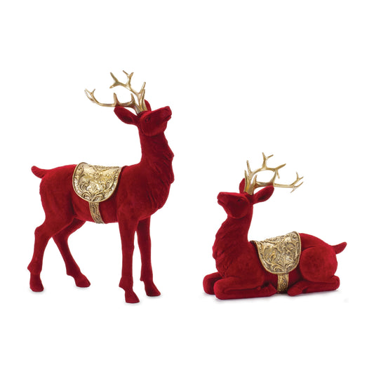 Red Deer Figurines Set Of 2