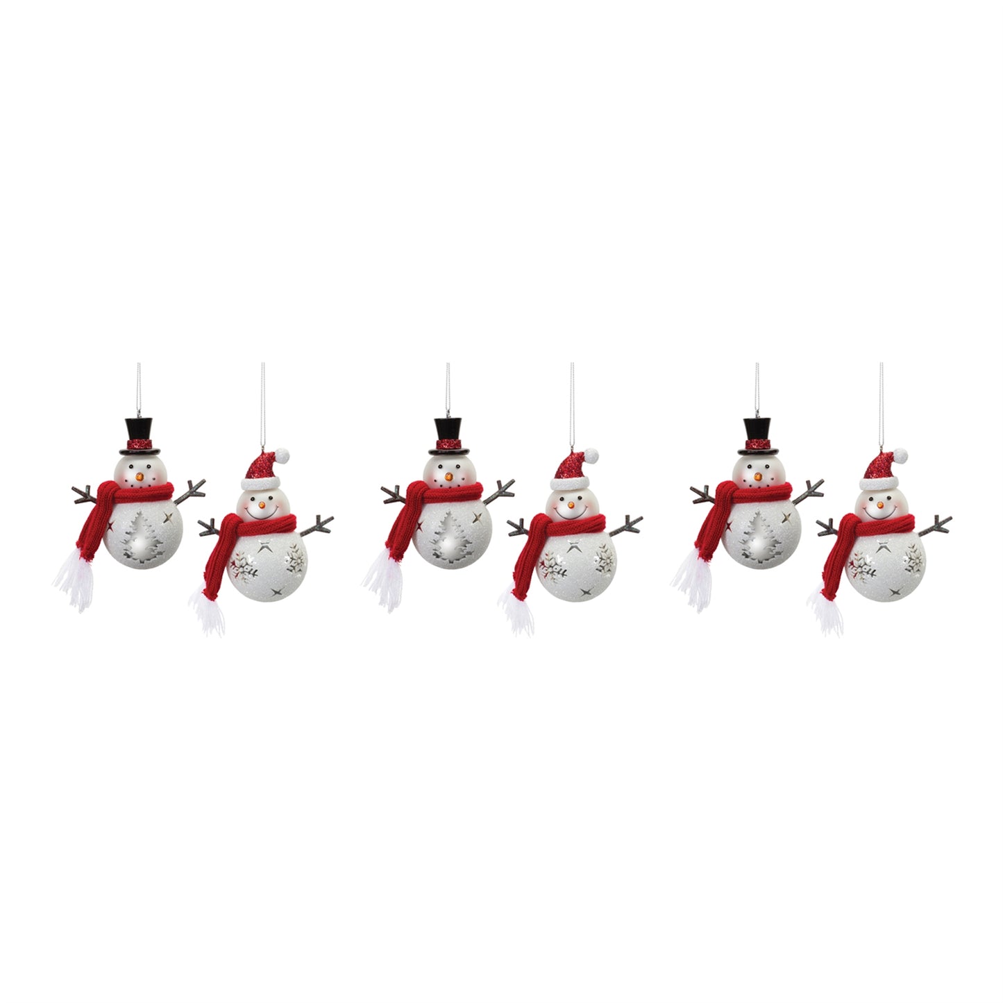 Glass Snowmen Ornament Set Of 6