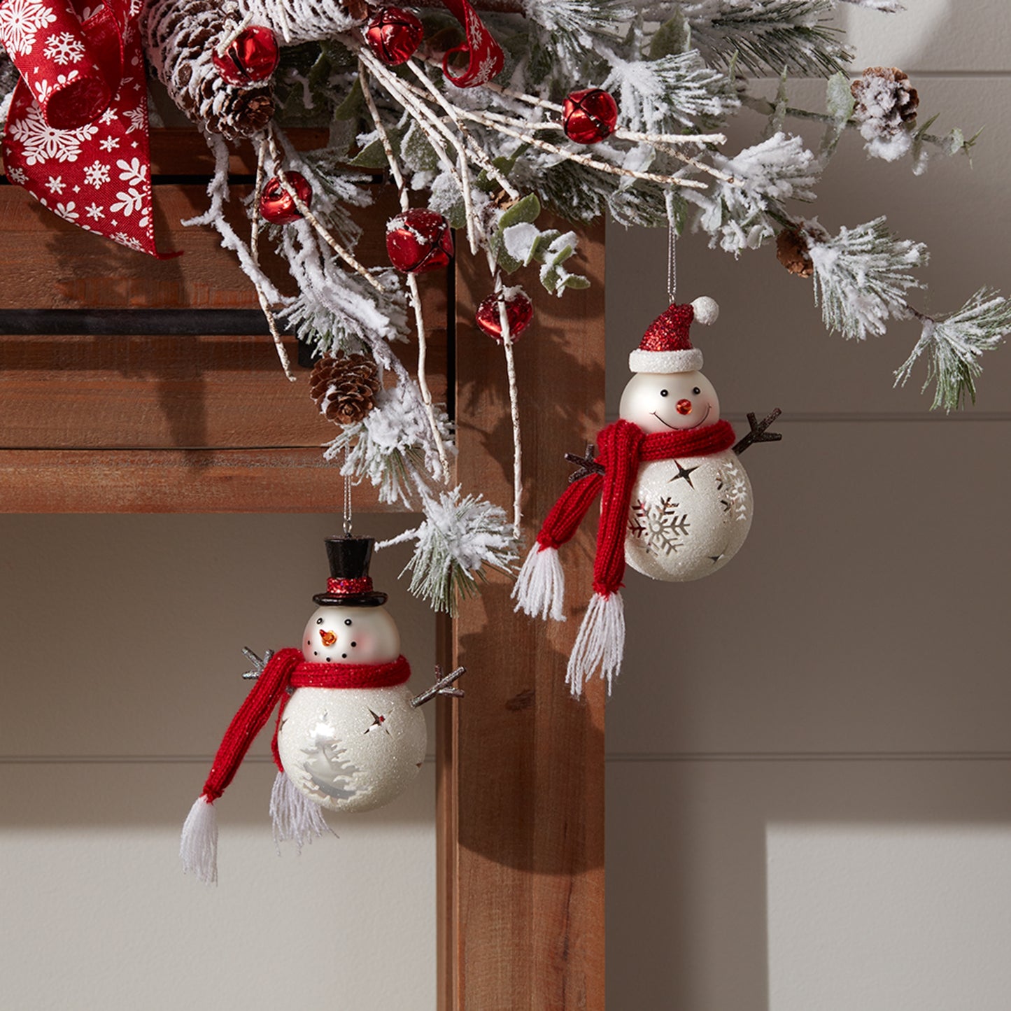 Glass Snowmen Ornament Set Of 6