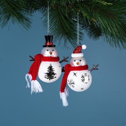 Glass Snowmen Ornament Set Of 6