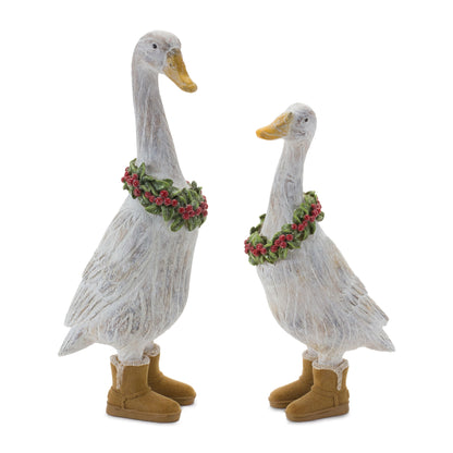 Christmas Goose Figurines Set Of 2