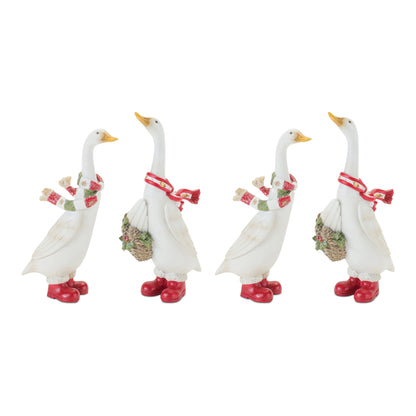 Christmas Goose Figurines Set Of 4