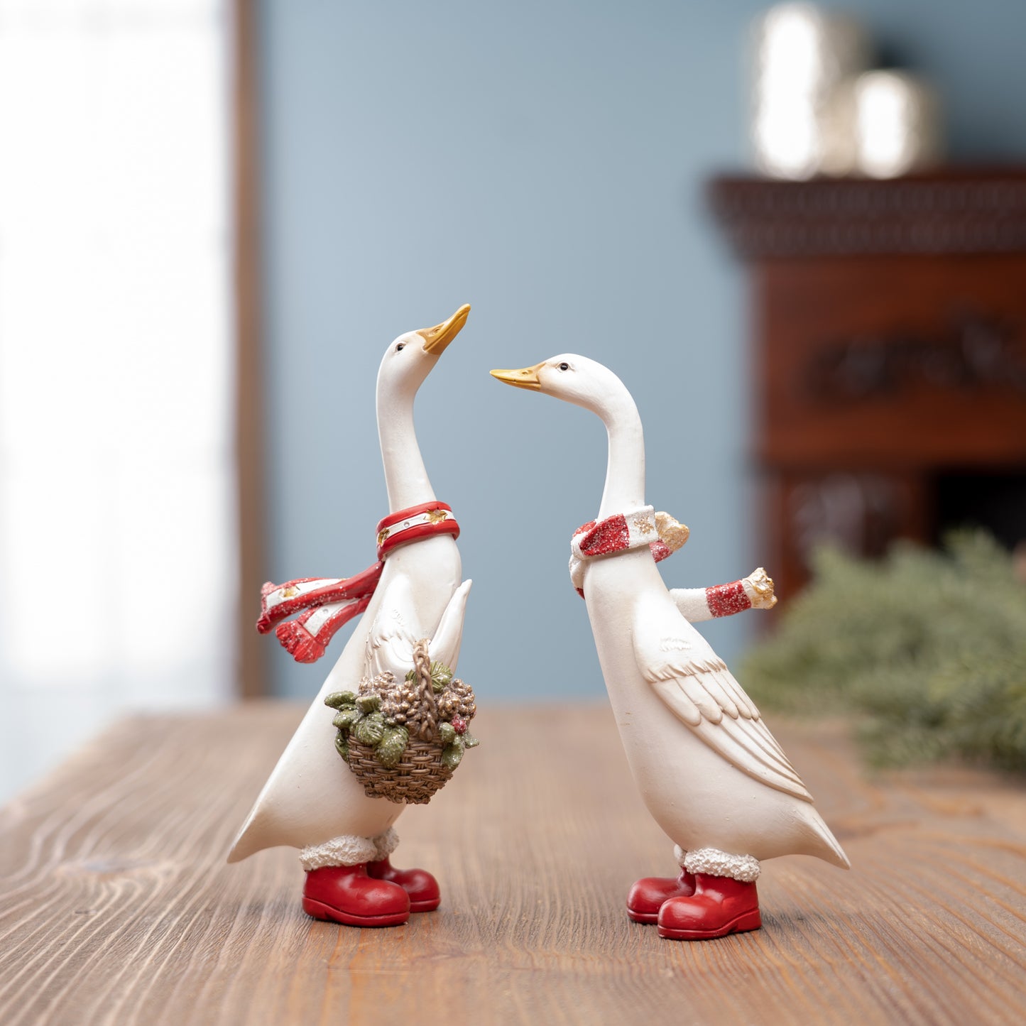 Christmas Goose Figurines Set Of 4