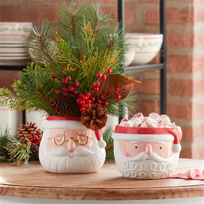 Ceramic Santa Planter Set of 2