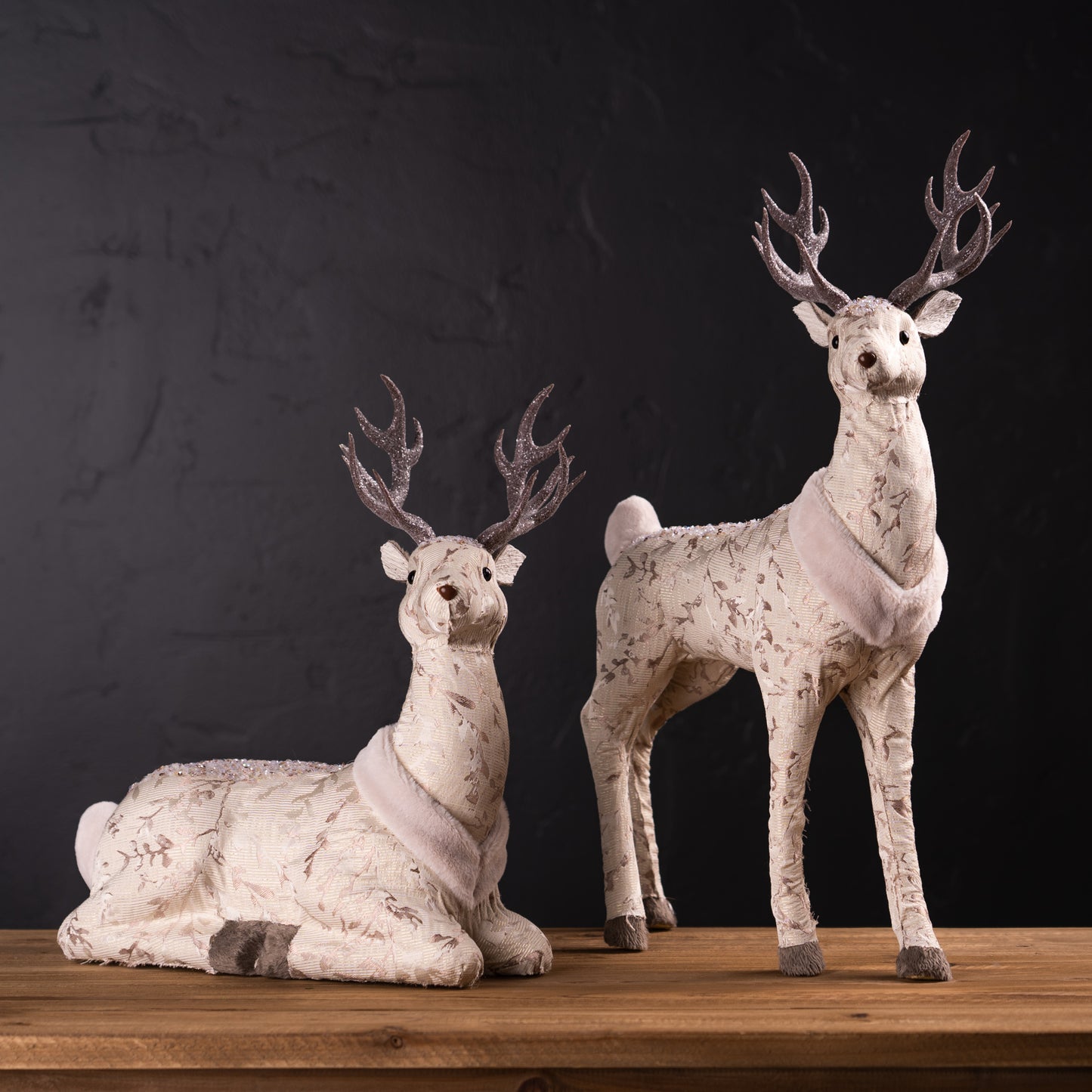 Plush Deer Figures Set Of 2