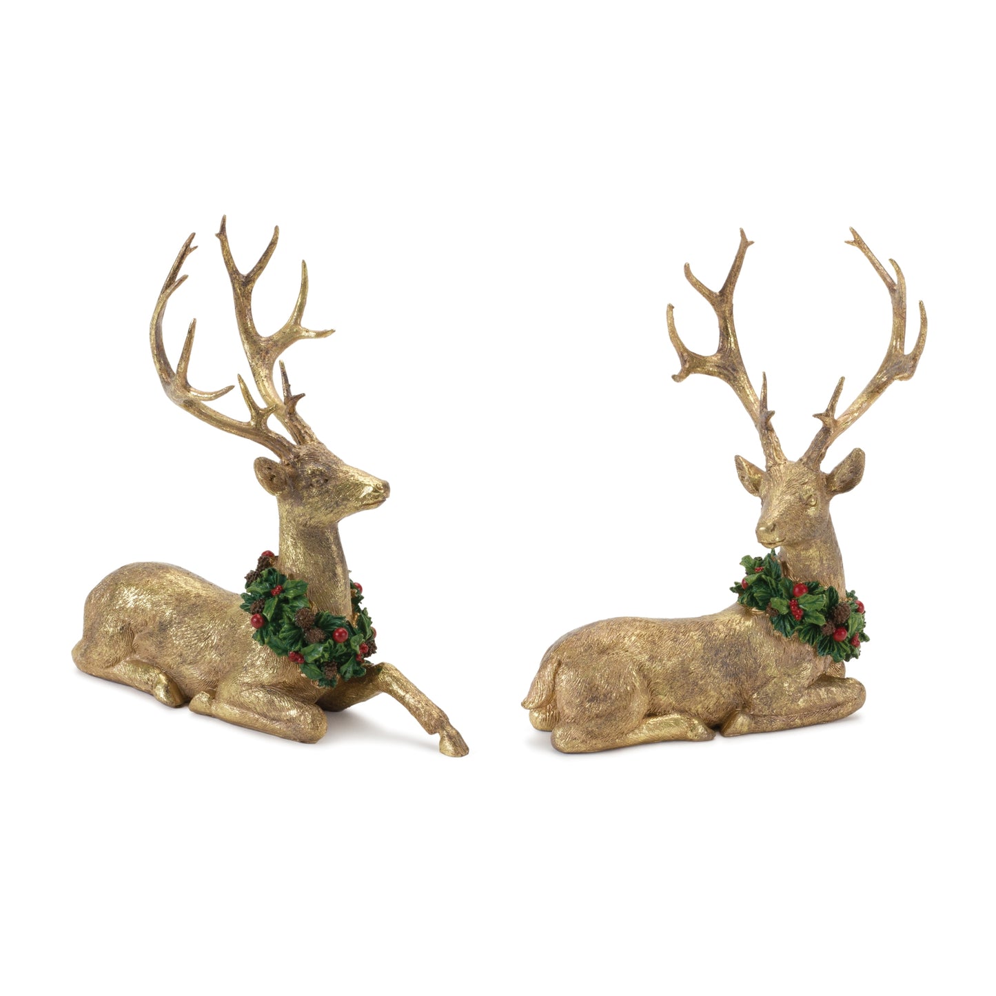 Laying Deer With Wreaths Figures