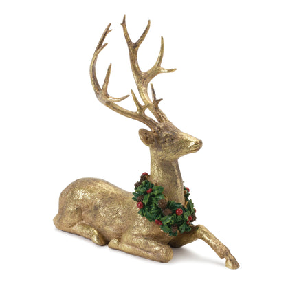 Laying Deer With Wreaths Figures