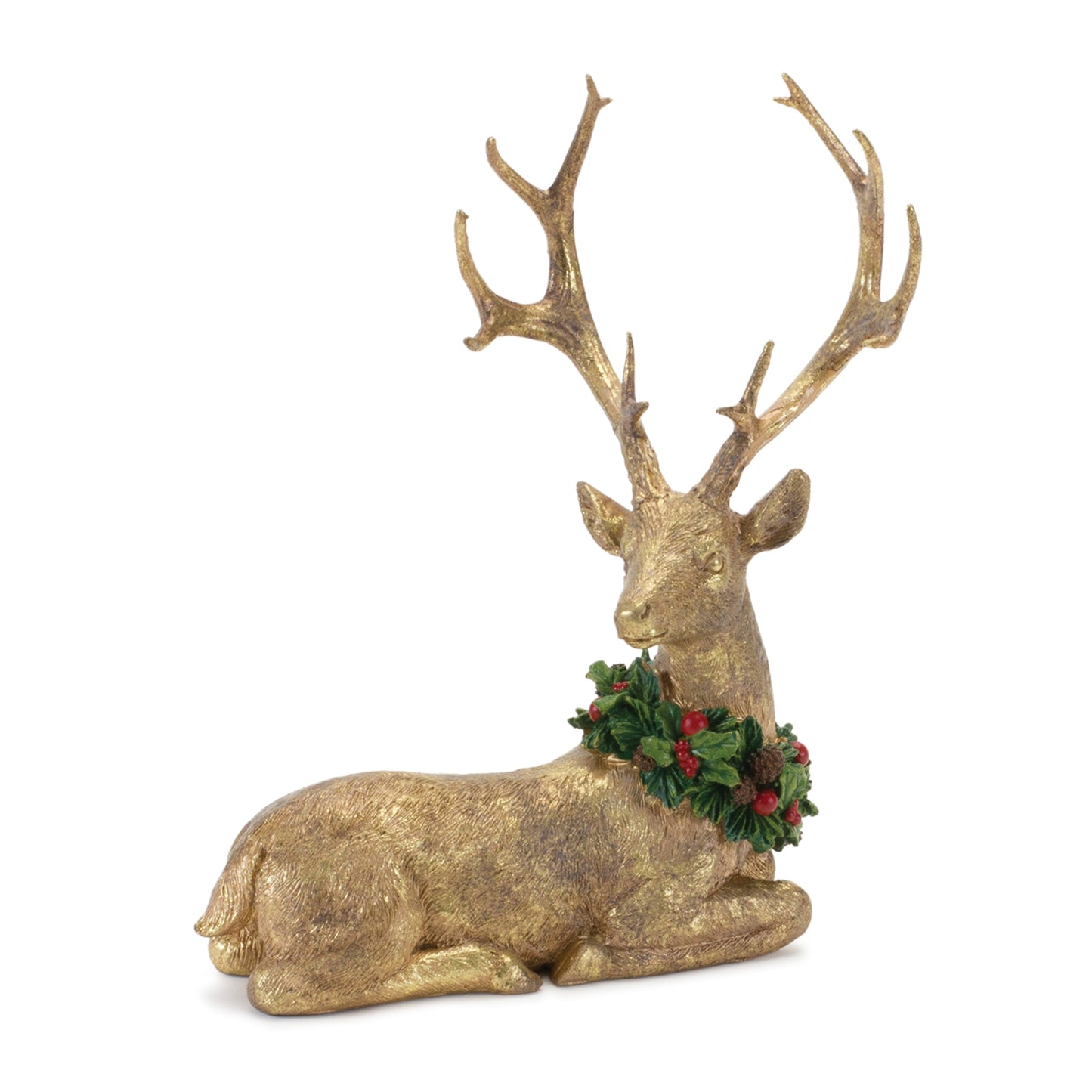 Laying Deer With Wreaths Figures