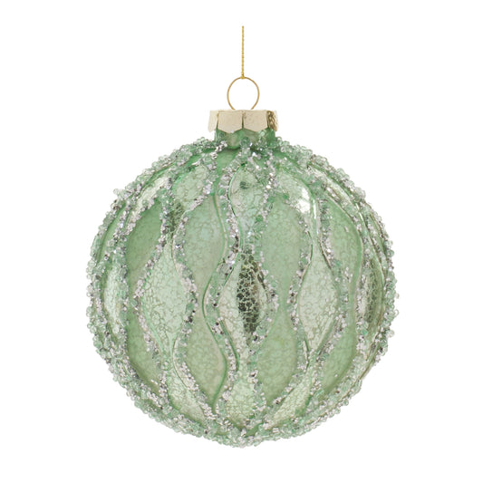 Green Mercury Glass Ball Ornament Set Of 6