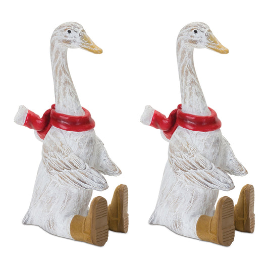 Christmas Goose Figurines Set Of 2