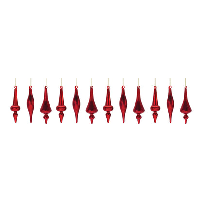 Red Grass Finial Ornament Set Of 12