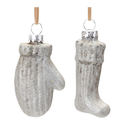 Glass Mitten And Stocking Ornament Set Of 12