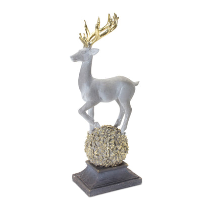 Deer On Orb Figurine 14"