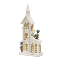 LED Church 11"L x 27"H Wood 3 AA Batteries, Not Included or USB Cord Included