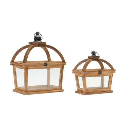 Decorative Wood Lantern Set Of 2