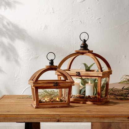 Decorative Wood Lantern Set Of 2