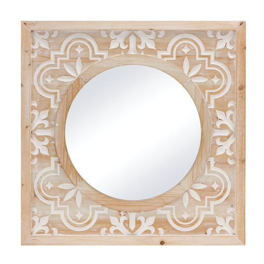 Wall Mirror With Crafted Wooden Frame