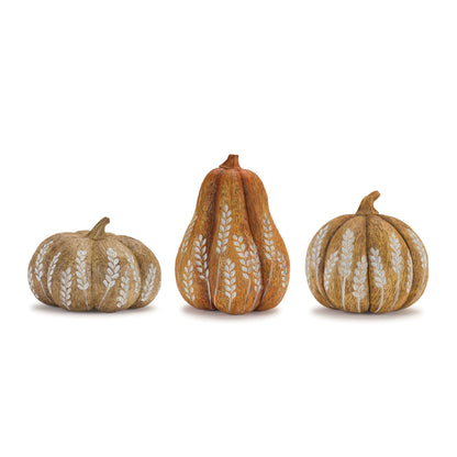 Wheat Print Harvest Pumpkins set of 3