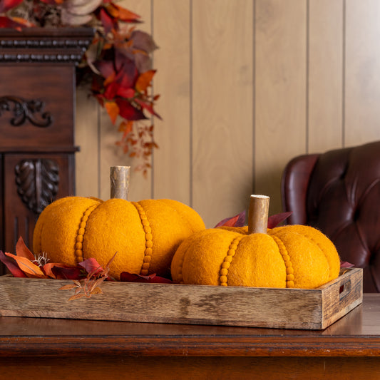 Felt Wool Pumpkins Set Of 2