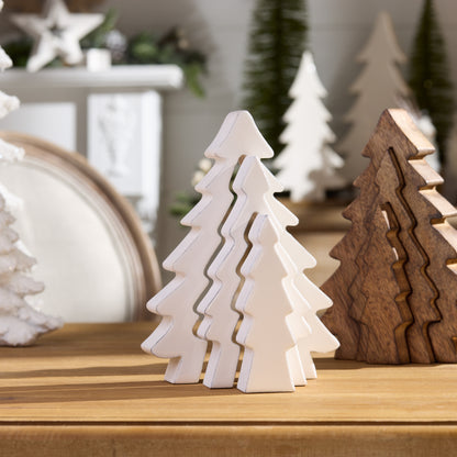 Wood Pine Tree Nesting Display Set of 2