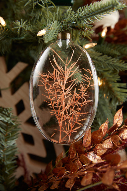 Burgundy Dried Floral Glass Ornament Set of 12